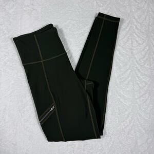 Athleta Metro Drifter High Rise Zip Pockets Olive Green Leggings Womens S Active